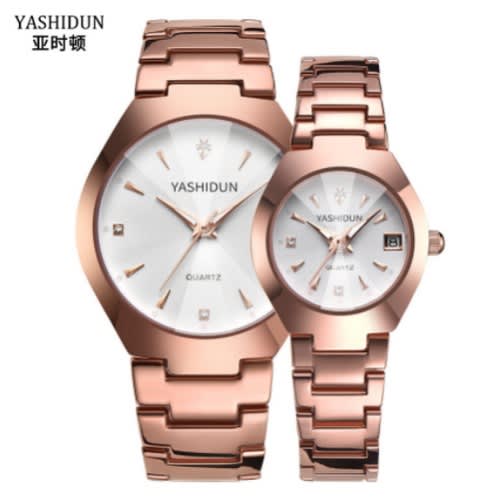 Non Fading Couple's Wristwatch -Pink & White