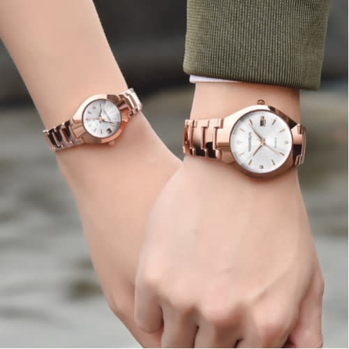 Non Fading Couple's Wristwatch -Pink & White