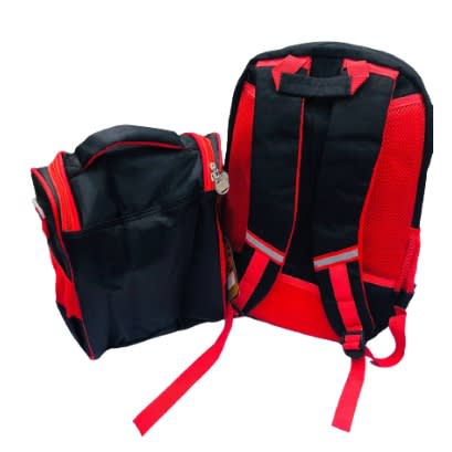DnH School Bag & Lunch Bag For Kids - Red & Black