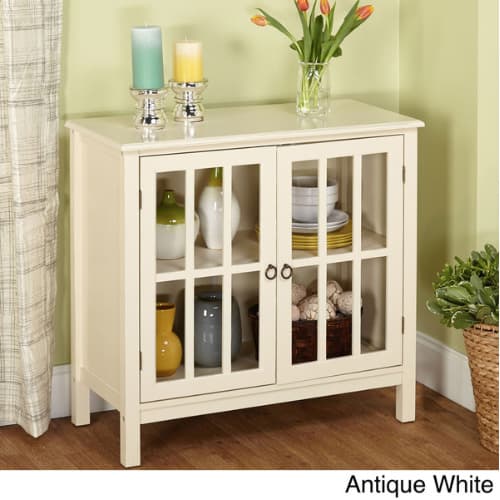White Simple Living Portland Glass Door Cabinet