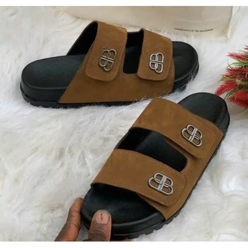 Realwon Leather Suede Slippers - Brown