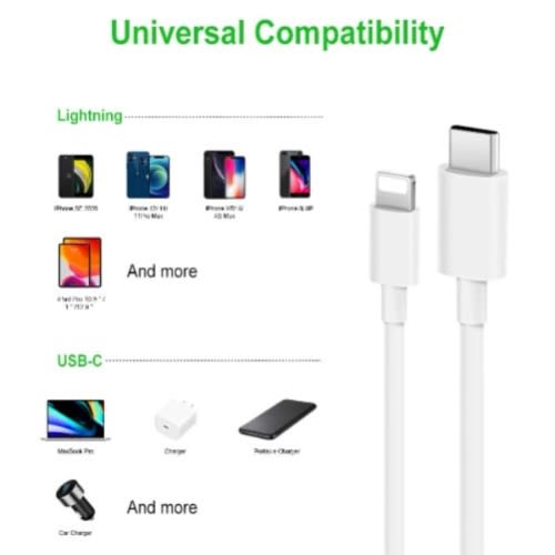 Fast Charger Cable Usb C To Lighting Cable 6.6ft For iPhone