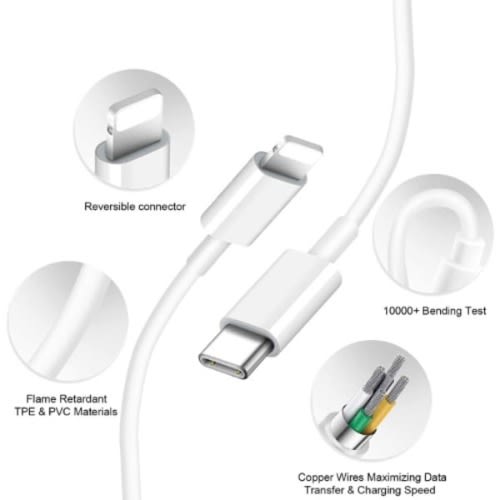 Fast Charger Cable Usb C To Lighting Cable 6.6ft For iPhone