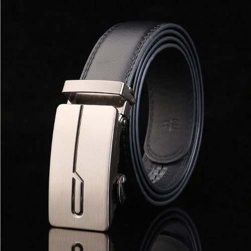 Buckle Head Leather Belt- Black