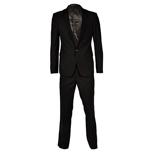 Men's Superior Slim Fit Suit With Double Back Slit -vent- Black