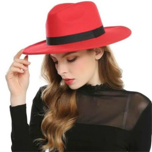 Ladies Fedora Hat - Red