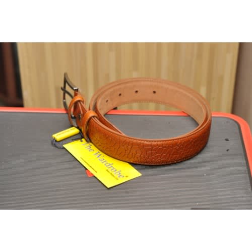 Men Crinkle Styled Leather Belt- Brown-mb-9600