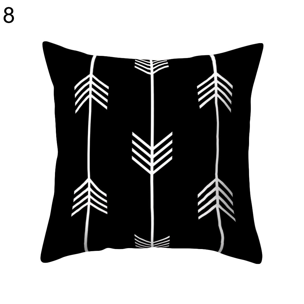 Black And White Geometric Peach Skin Throw Cover Pillow Cushion Square Case-8#