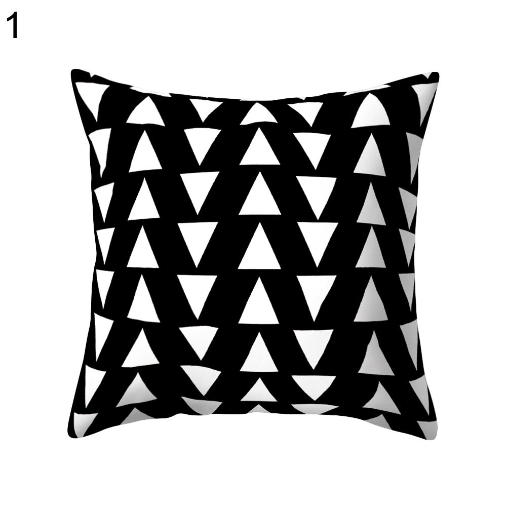 Black And White Geometric Peach Skin Throw Cover Pillow Cushion Square Case-8#