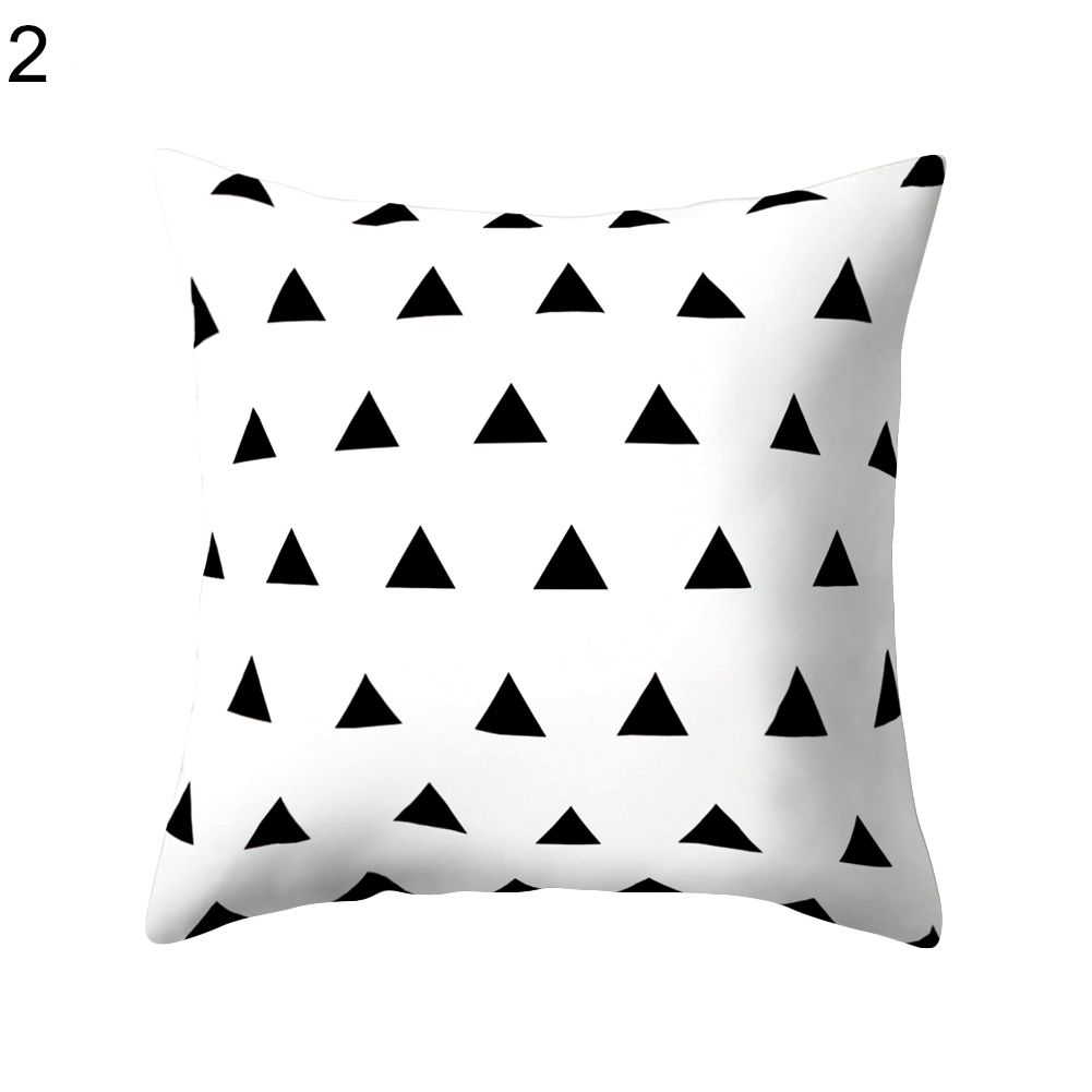 Black And White Geometric Peach Skin Throw Cover Pillow Cushion Square Case-8#