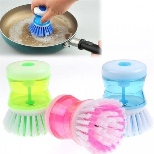 Automatic Kitchen Dish Washing & Cleaning Up Brush With Liquid Soap Compartment  - 3 Peces