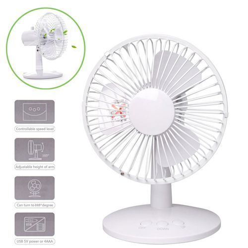 USB Shaking Head Rotation Fan Ultra-quiet Household Appliances Office Desktop Fan 2 Speed Metal Design Quiet Operation