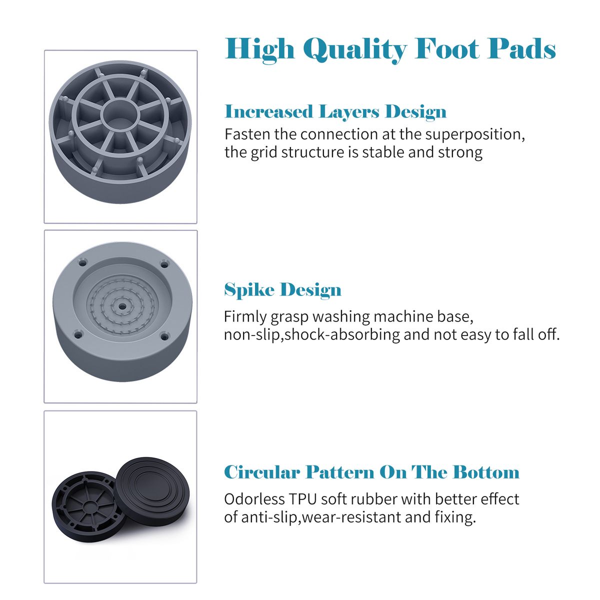 4PCS Washing Machine Base Foot Pads Anti Slip Anti Vibration