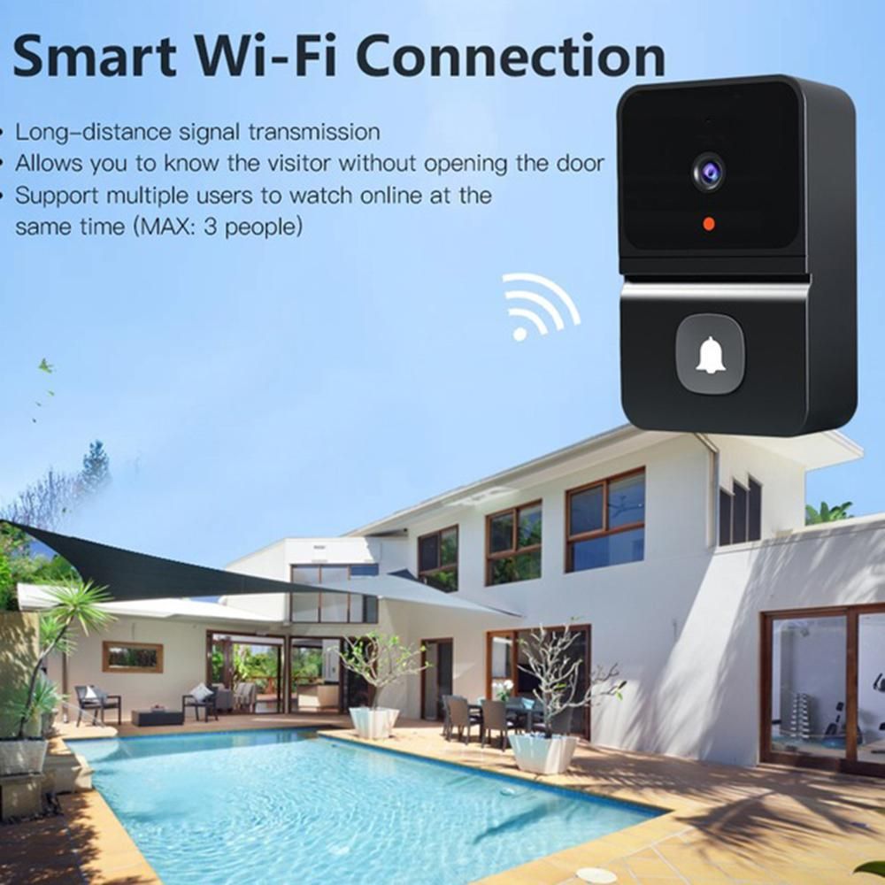 Aoresac Wireless Doorbell Camera with Chime Smart Video Doorbell 480P WiFi Connection IR Night Vision 2-Way Audio Cloud Storage APP Control Built-in Battery