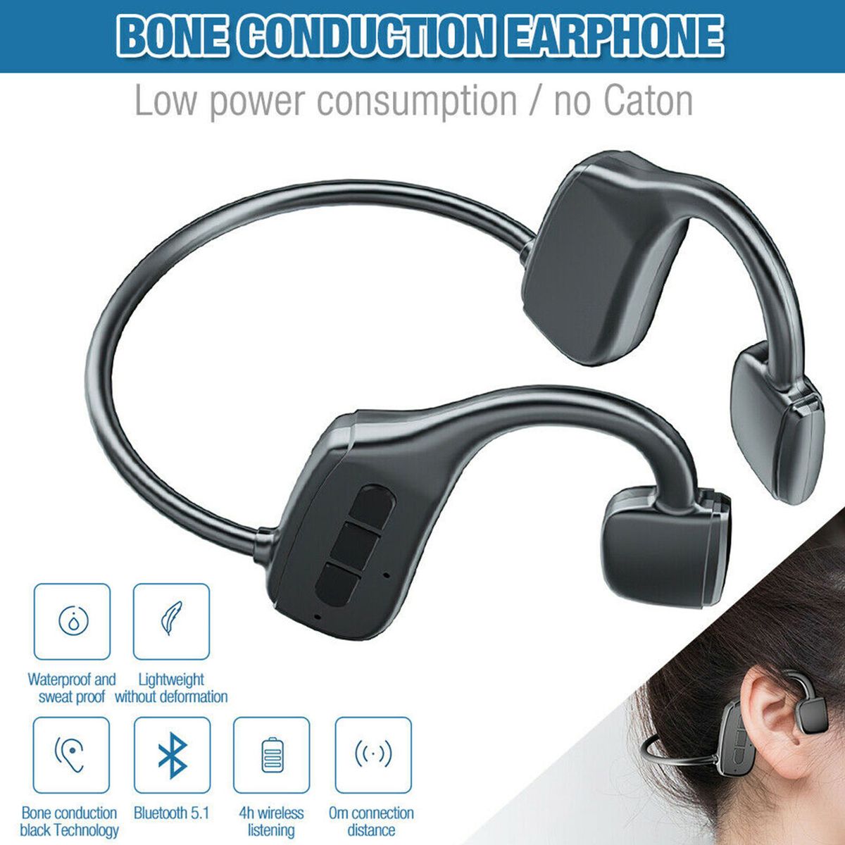 G2 Wireless Earphone Hands Free Bone Conduction Bluetooth