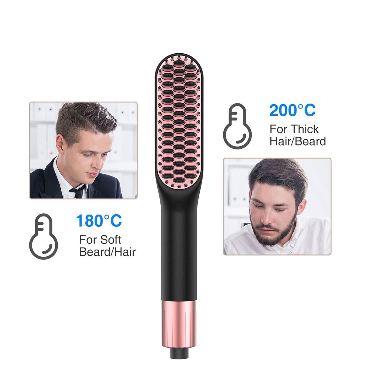 Multifunctional Hair Straightener Modelling Comb Beard Modelling Comb Comb For Women&Men Unisex-062-Black