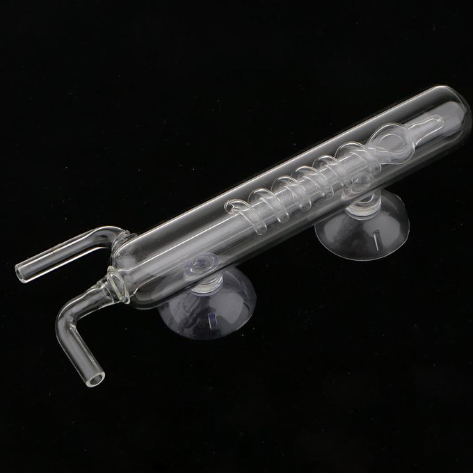 Aquarium Tank 3 Spiral CO2 Diffuser Glass Bubble Counter With Suction