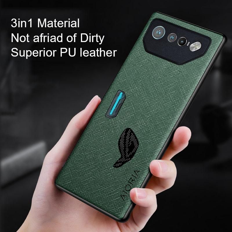 Case for Asus ROG Phone 7 Funda cross pattern leather cover luxury coque for ROG Phone 7 case