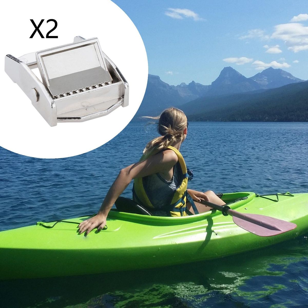 Slider Kayak Webbing Buckle Ladder Lock Clasp For Luggage Silver 2pcs