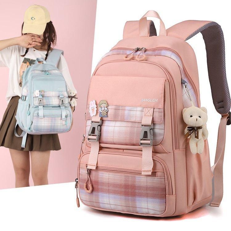 2022 new junior high school college students schoolbag female backpack large capacity college style princess wind foreign trade black