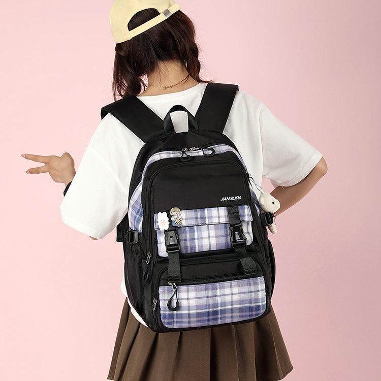 2022 new junior high school college students schoolbag female backpack large capacity college style princess wind foreign trade black
