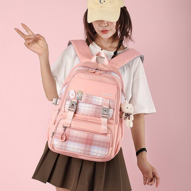 2022 new junior high school college students schoolbag female backpack large capacity college style princess wind foreign trade black