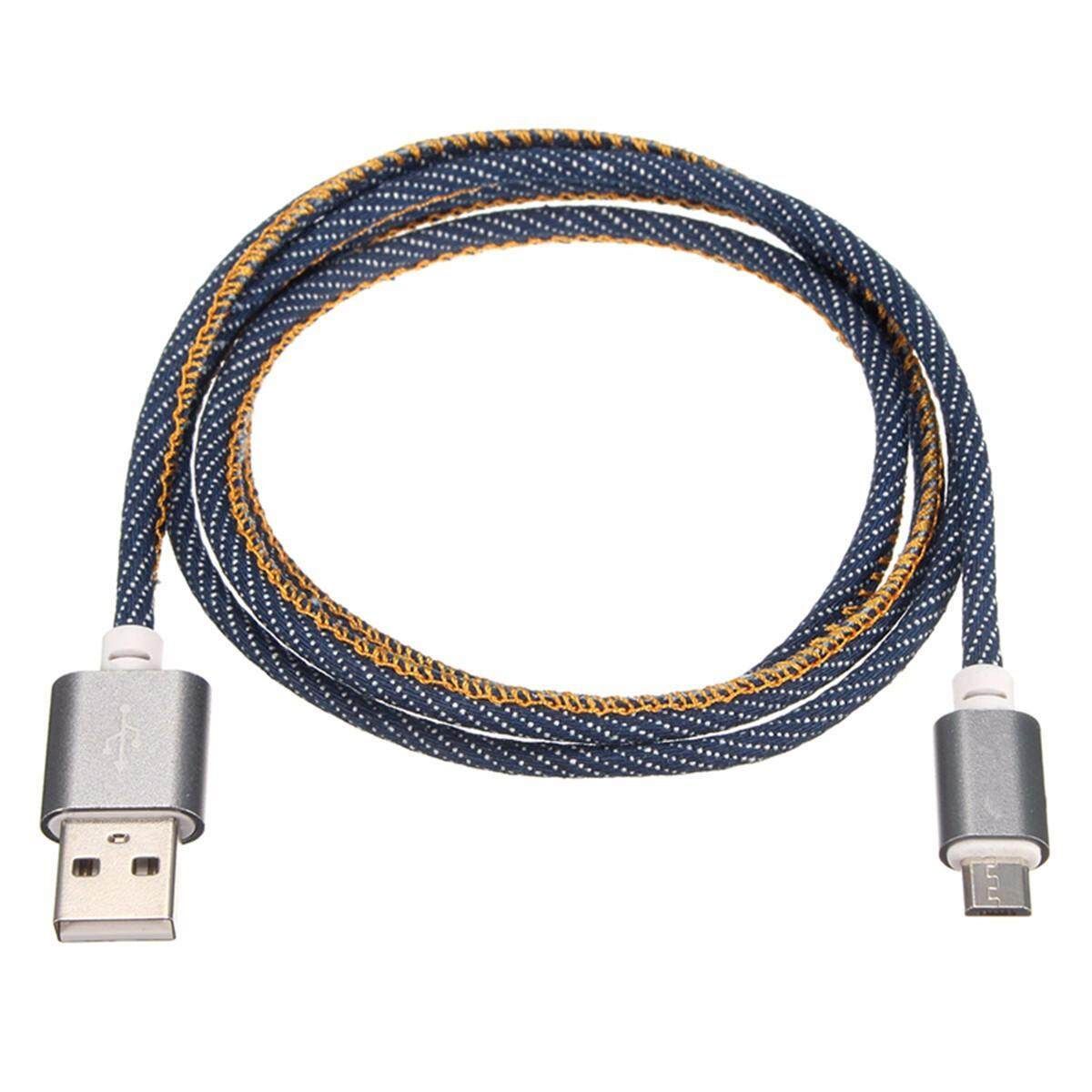 1m/3.3ft Denim USB 2.0 Male To Micro USB Charger Cable Cord Adapter For Android