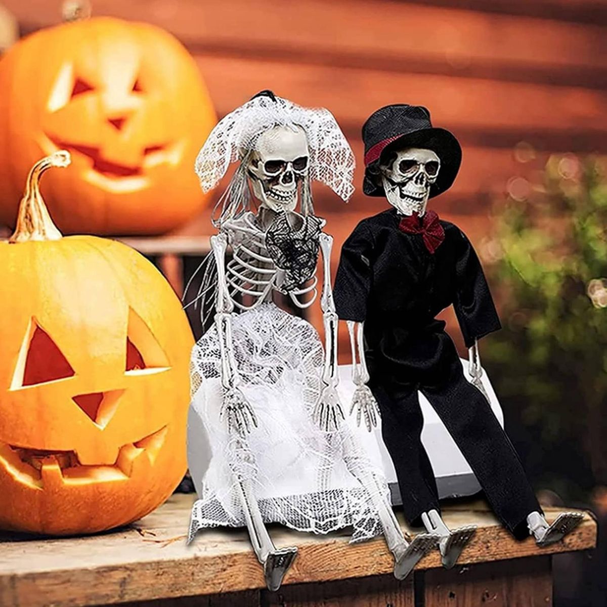 Poseable Human Couple Skeleton Prop