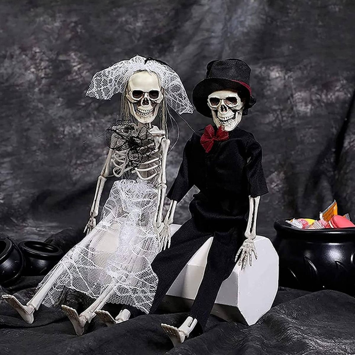Poseable Human Couple Skeleton Prop