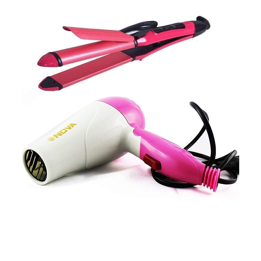 2-In-One Hair Curler And Straightner With Hair Dryer.