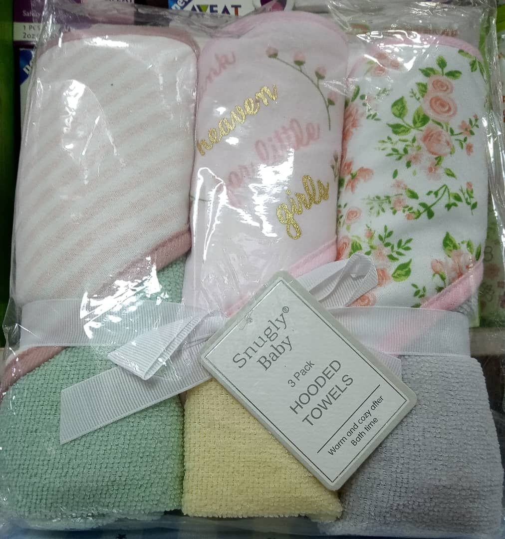 3pcs -Little Dream Hooded New Born Baby Towels +Head Cover