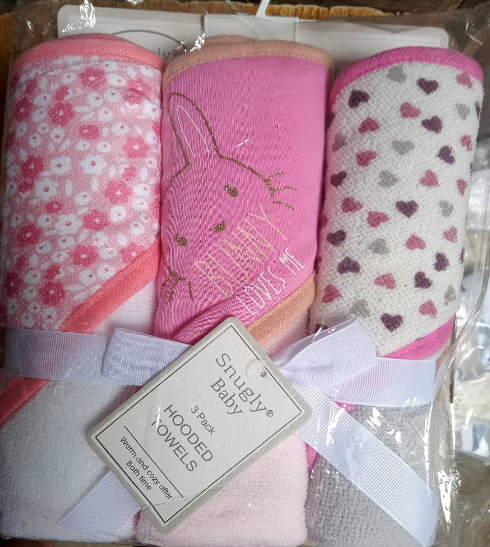 3pcs -Little Dream Hooded New Born Baby Towels +Head Cover