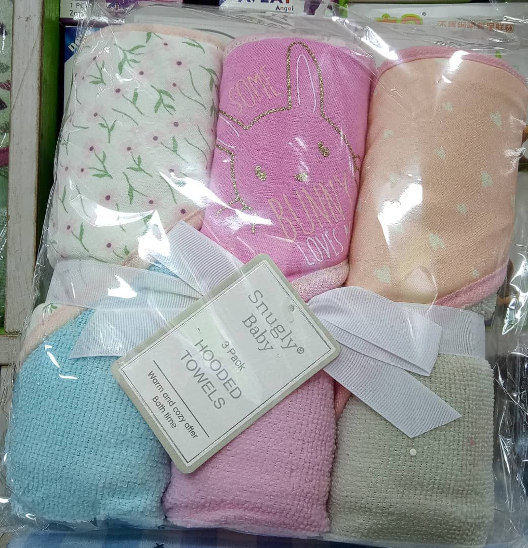 3pcs -Little Dream Hooded New Born Baby Towels +Head Cover