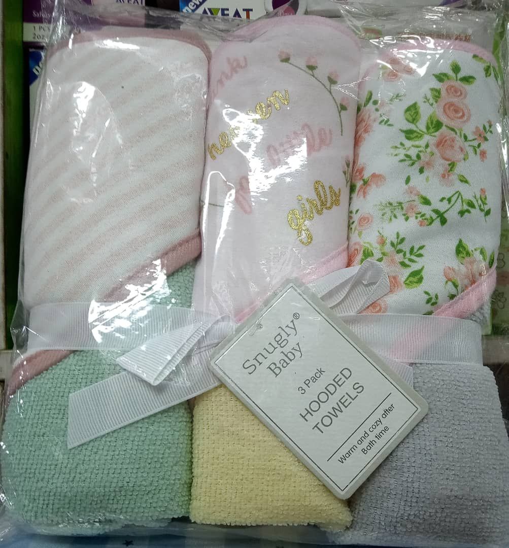 3pcs -Little Dream Hooded New Born Baby Towels +Head Cover