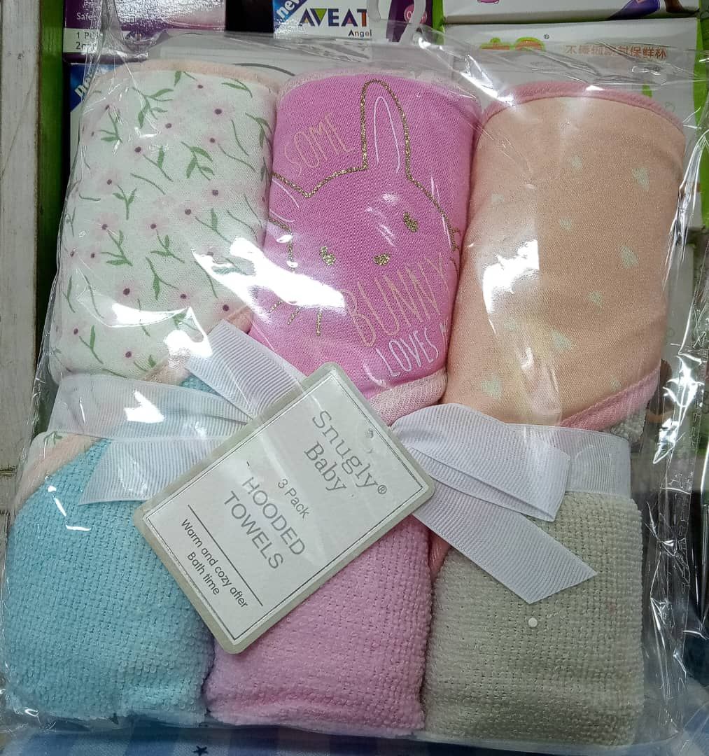 3pcs -Little Dream Hooded New Born Baby Towels +Head Cover