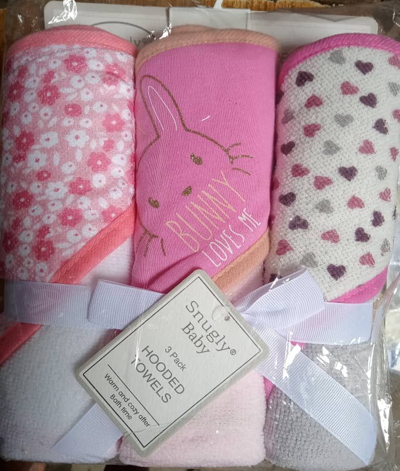 3pcs -Little Dream Hooded New Born Baby Towels +Head Cover