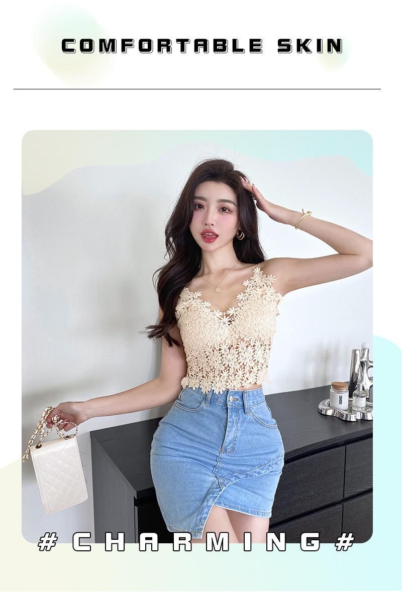 New French lace and halter tank tops for women with a chic chic design