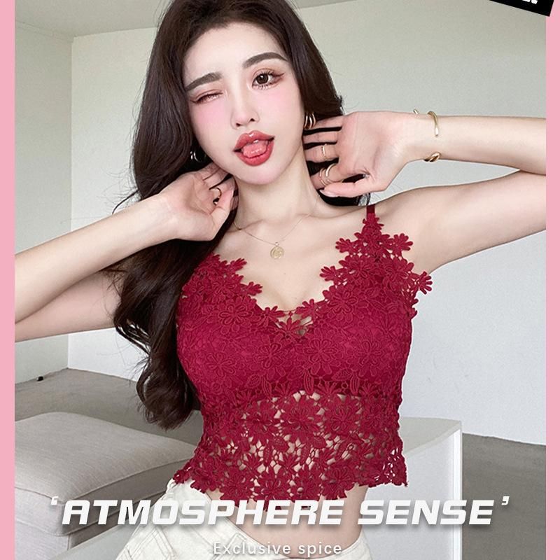 New French lace and halter tank tops for women with a chic chic design