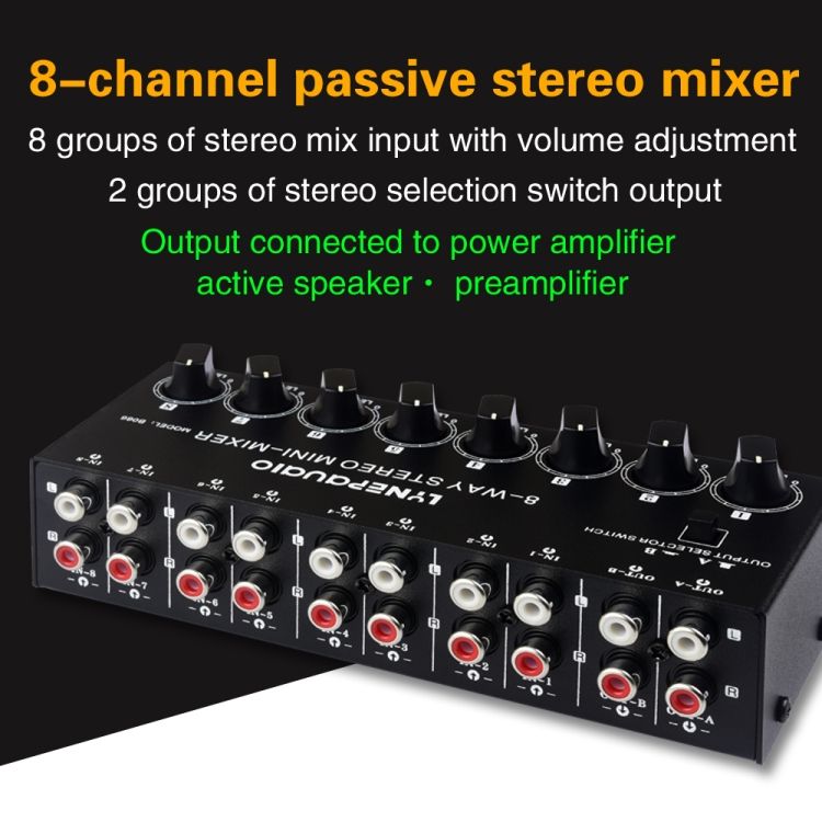 B066Mini Stereo 8 Channel Passive Mixer