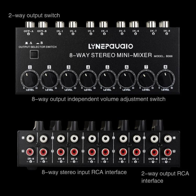 B066Mini Stereo 8 Channel Passive Mixer