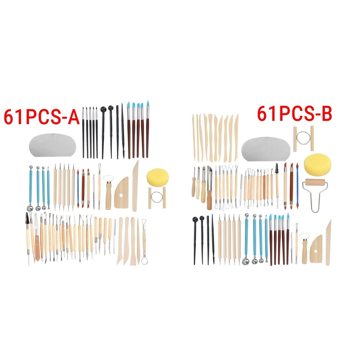 9/14/21/24/27/31/40/45/56/61PCS Pottery Sculpting Tools Clay Shapers Set Kit For Ceramics Hand DIY Modeling Carving And Kids Modeling Gift 31PCS Highly Rocommed!!