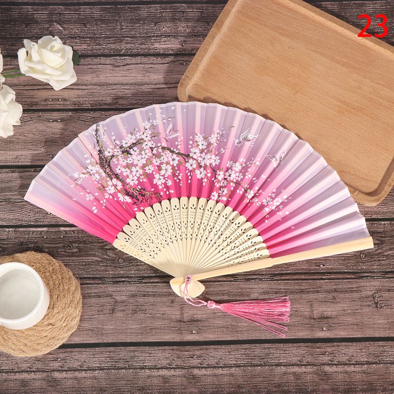 Painting Fan Japanese 1PC Floral Fans Chinese Decoration Bamboo Dance Folding Hand Party Retro Ornaments Home Silk Held
