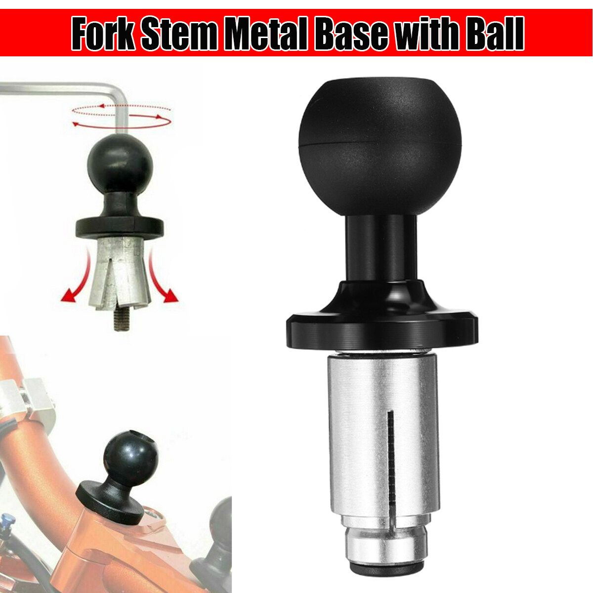 Motorcycle Bike Fork Stem Base + Ball Kit For Phone Camera Holder R A Mount