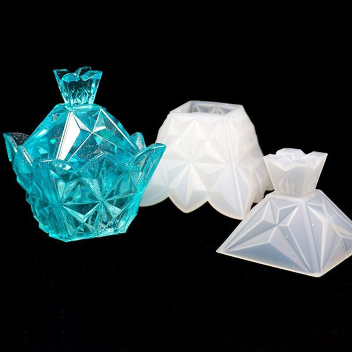 Silicone Mold Resin Epoxy Decorative Craft DIY Pyramid Diamond Storage Box