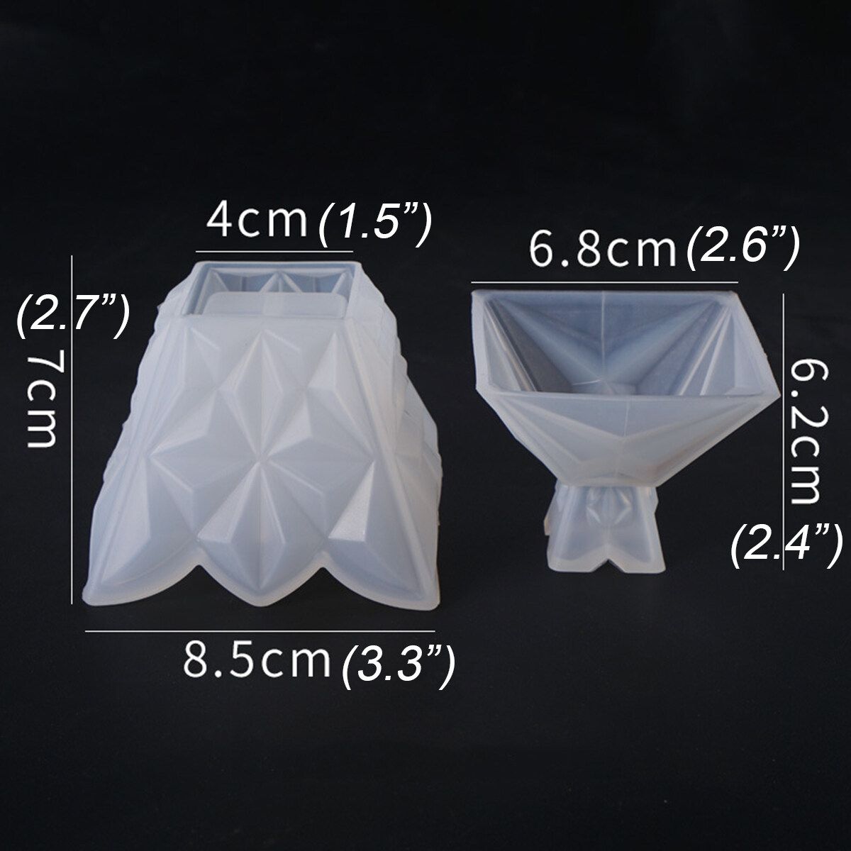 Silicone Mold Resin Epoxy Decorative Craft DIY Pyramid Diamond Storage Box
