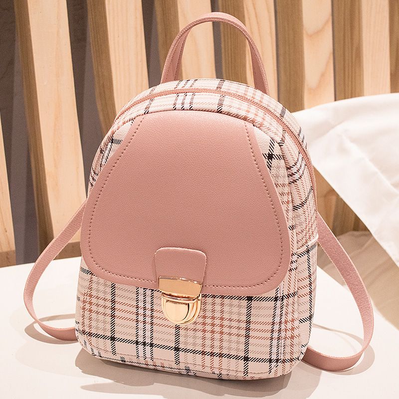 Mini Backpack Crossbody Bag Girl Plaid Women Shoulder Purse