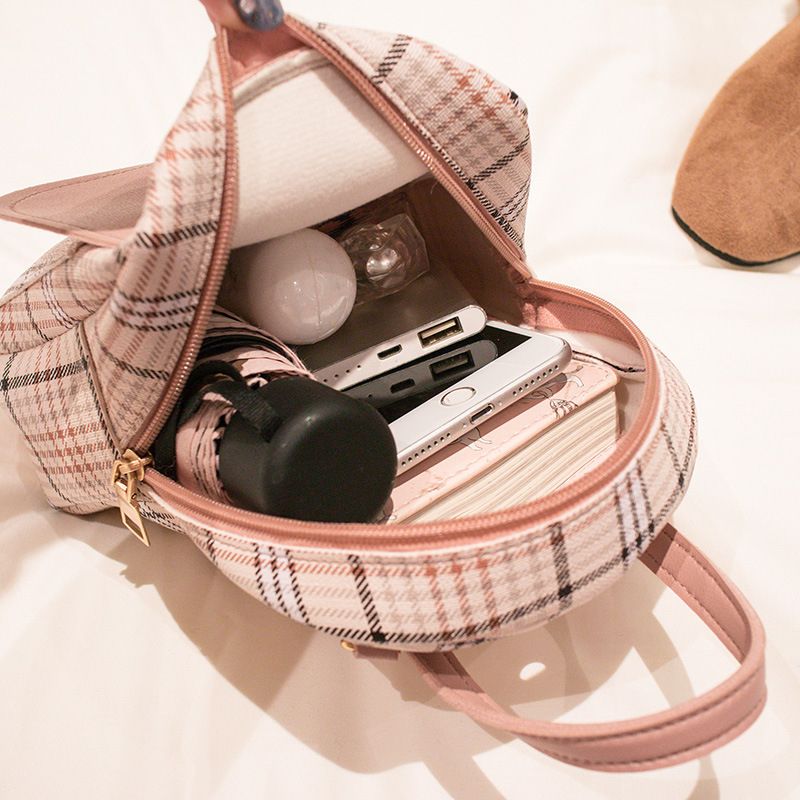 Mini Backpack Crossbody Bag Girl Plaid Women Shoulder Purse