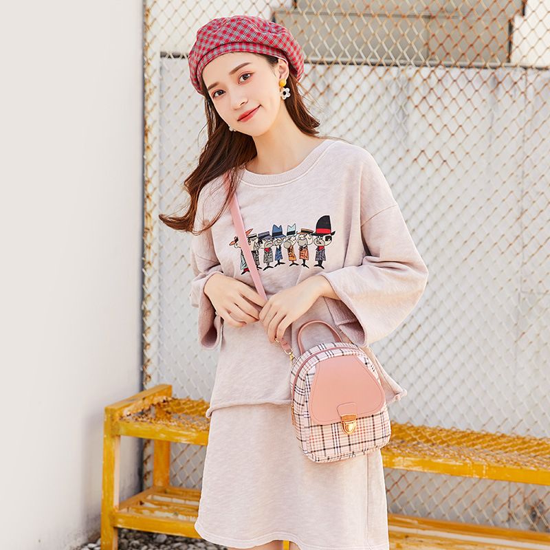Mini Backpack Crossbody Bag Girl Plaid Women Shoulder Purse