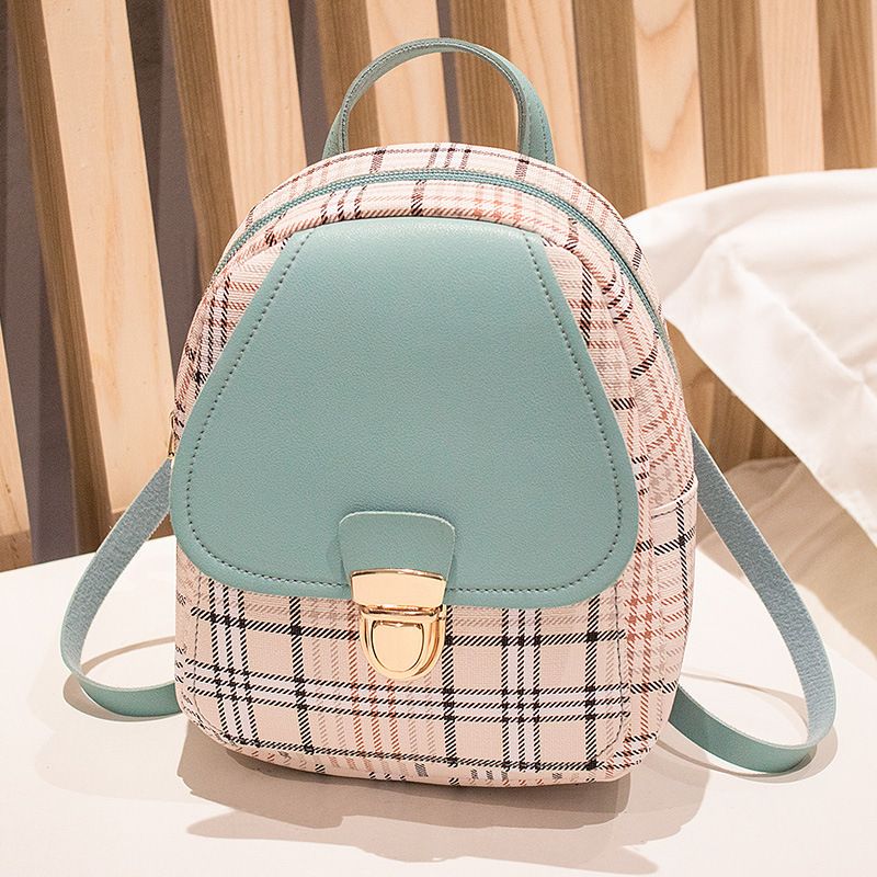 Mini Backpack Crossbody Bag Girl Plaid Women Shoulder Purse