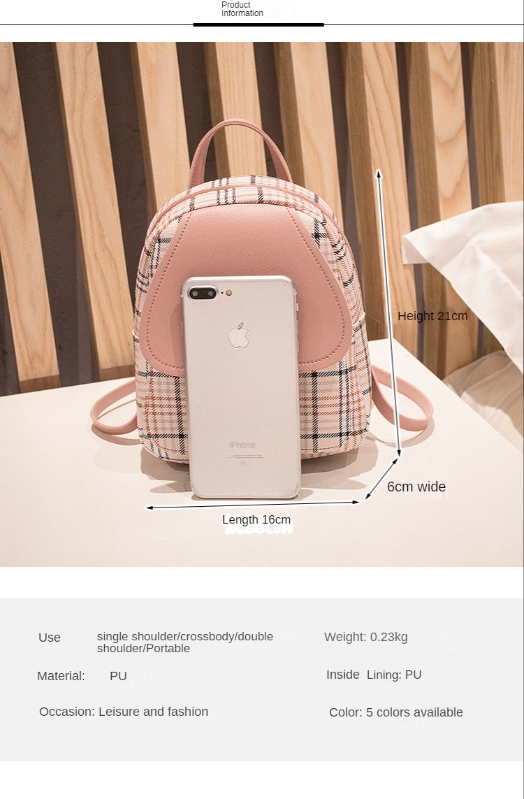 Mini Backpack Crossbody Bag Girl Plaid Women Shoulder Purse